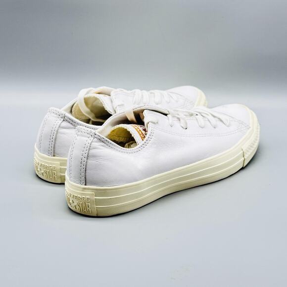 Converse Shoes Womens 8.5 White Leather Chuck Taylor All Star Low Top Sneakers - Picture 8 of 12
